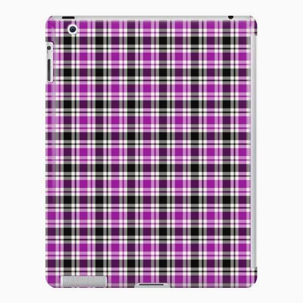 Bright purple, black, and white plaid iPad case