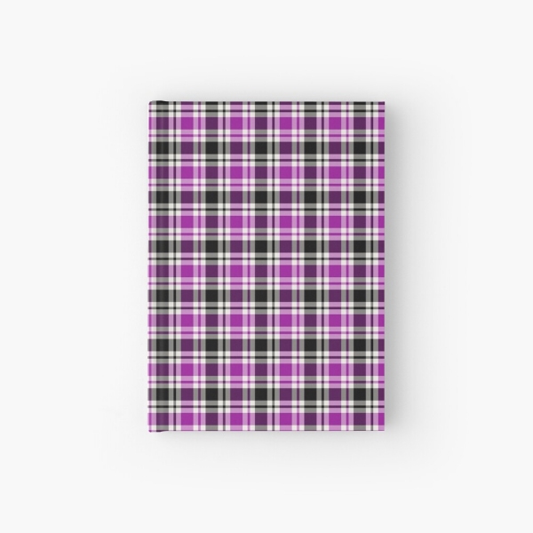 Bright purple, black, and white plaid hardcover journal