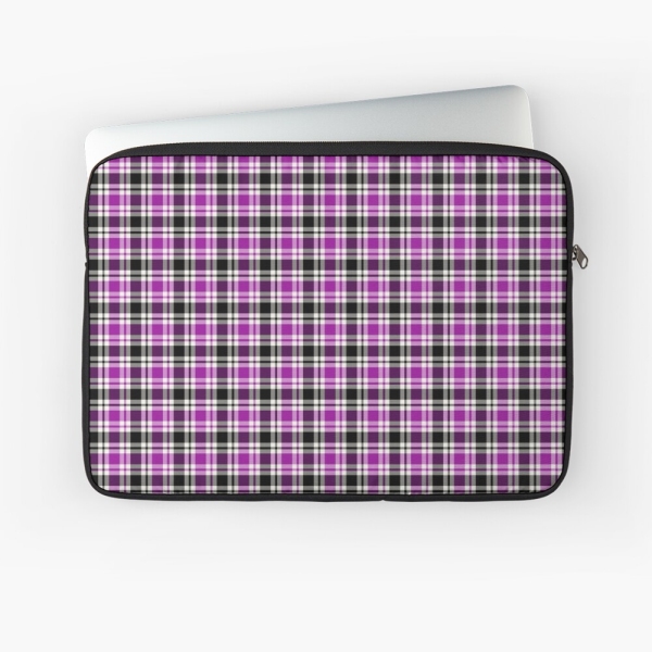 Bright purple, black, and white plaid laptop sleeve