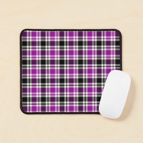 Bright purple, black, and white plaid mouse pad