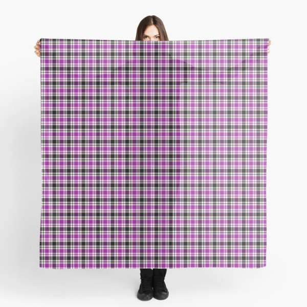 Bright purple, black, and white plaid scarf