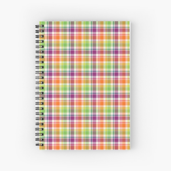 Purple, Orange, and Lime Green Plaid Notebook