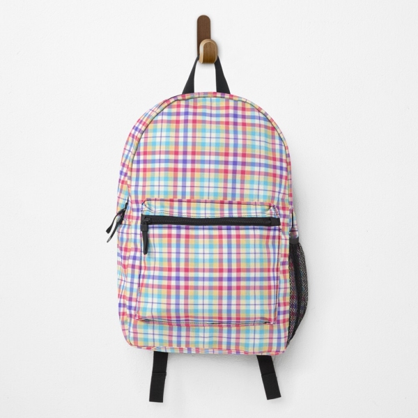 Purple, Pink, and Blue Plaid Backpack