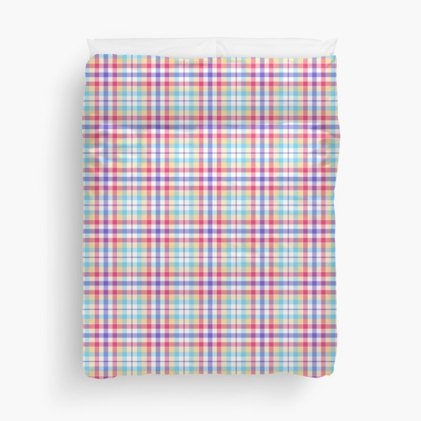 Purple, pink, and blue plaid duvet cover