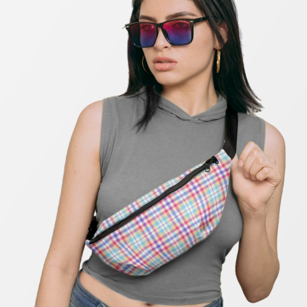 Purple, Pink, and Blue Plaid Fanny Pack