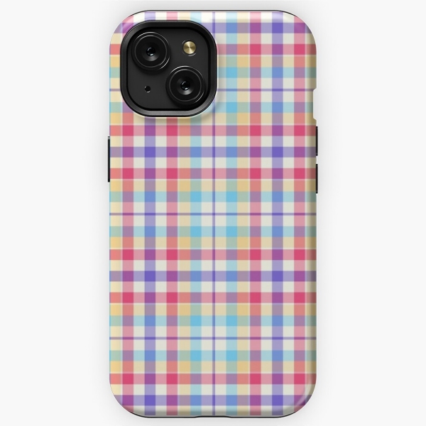 Purple, pink, and blue plaid iPhone case