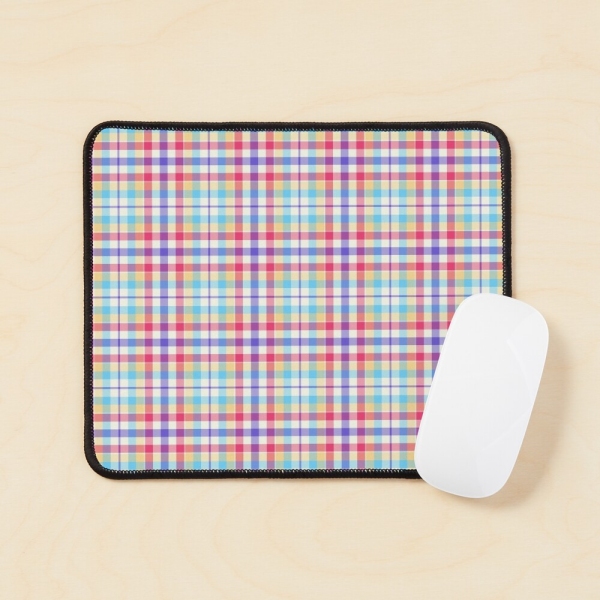 Purple, pink, and blue plaid mouse pad