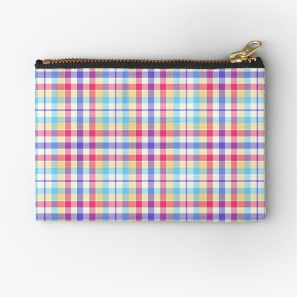 Purple, pink, and blue plaid accessory bag