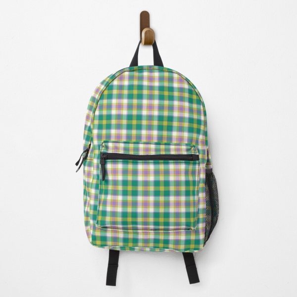Seafoam Green and Purple Plaid Backpack