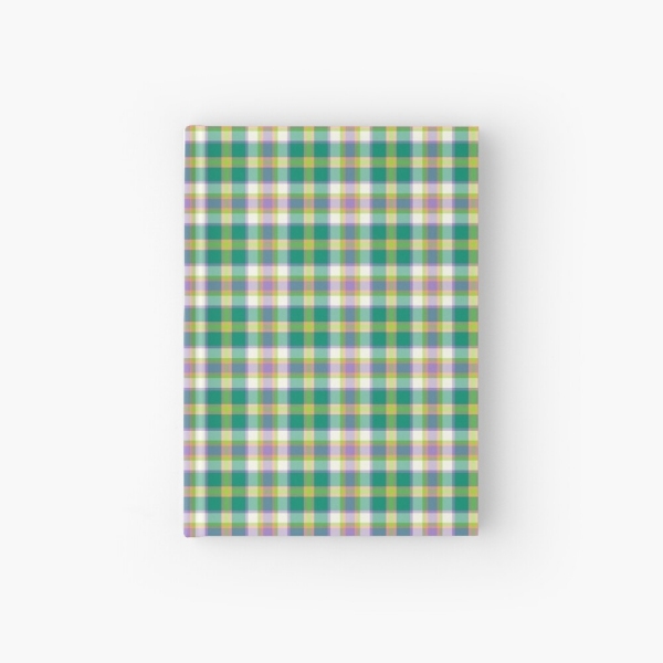 Bright seafoam green and purple plaid hardcover journal