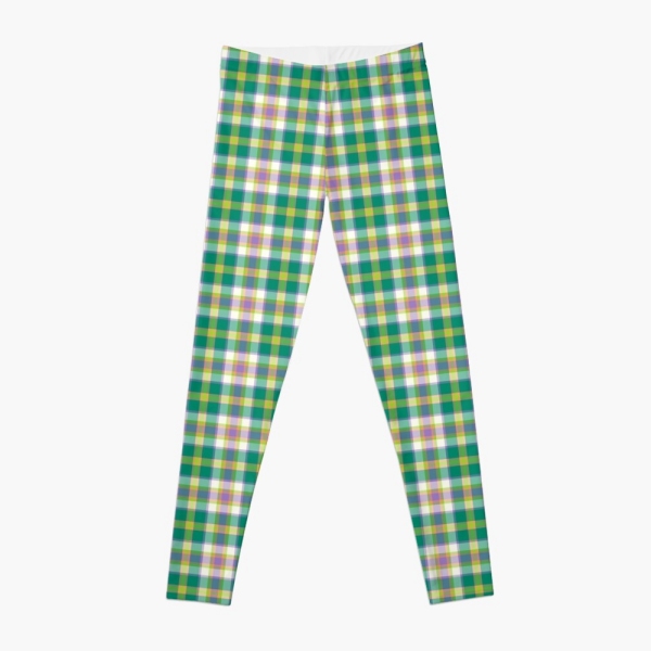 Bright seafoam green and purple plaid leggings