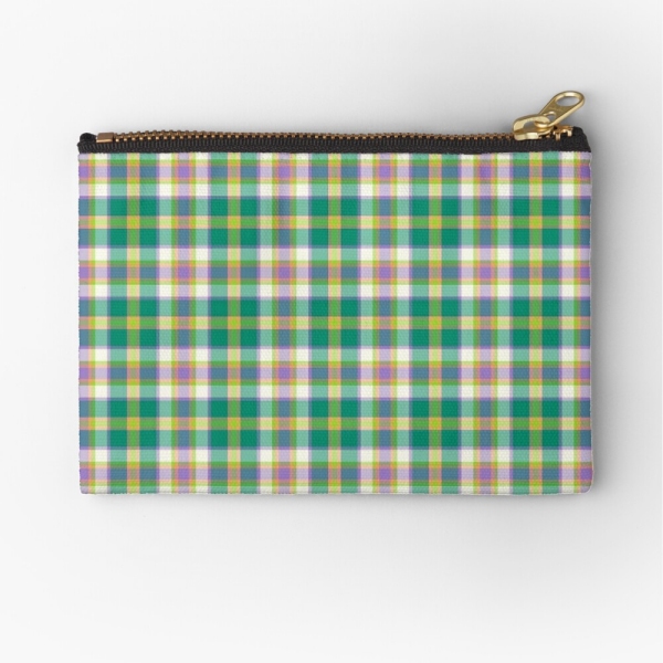 Bright seafoam green and purple plaid accessory bag