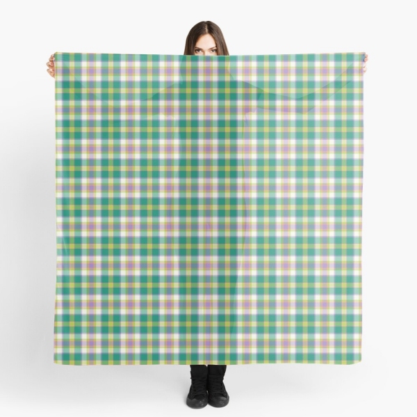 Bright seafoam green and purple plaid scarf