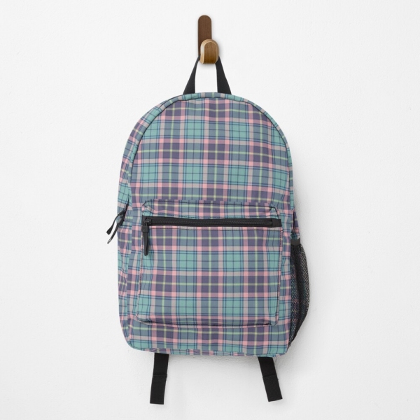 Light Green, Purple, and Pink Plaid Backpack