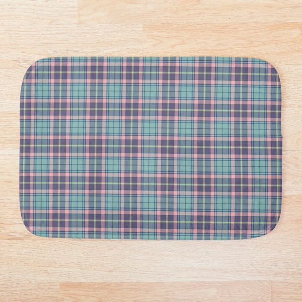 Aqua, pink, and lavender plaid floor mat