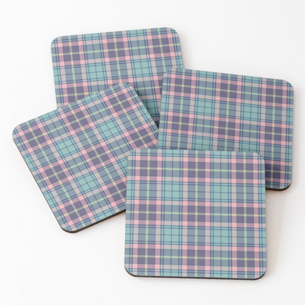 Light Green, Purple, and Pink Plaid Coasters