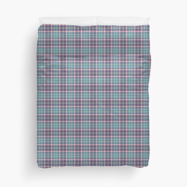 Aqua, pink, and lavender plaid duvet cover