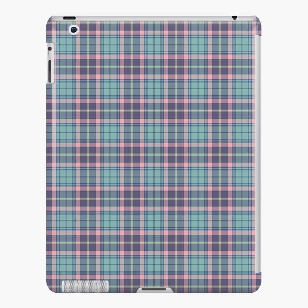 Aqua, pink, and lavender plaid iPad case