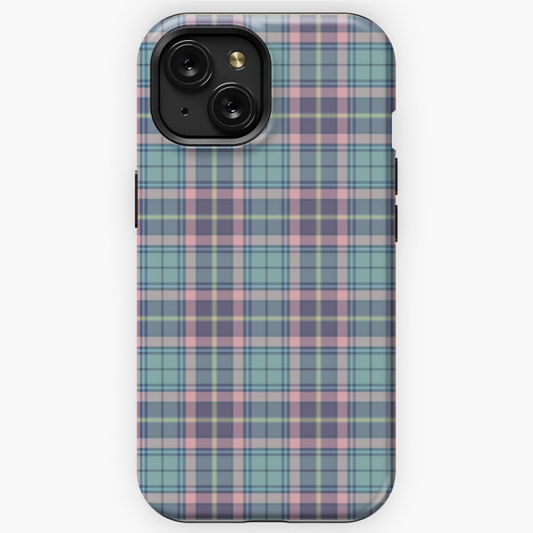 Aqua, pink, and lavender plaid iPhone case