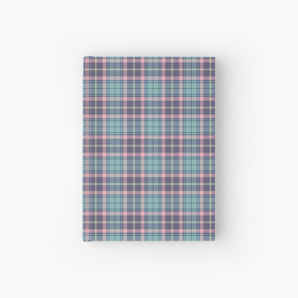 Aqua, pink, and lavender plaid hardcover journal