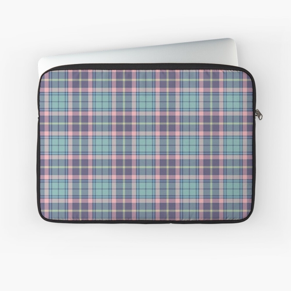 Light Green, Purple, and Pink Plaid Laptop Case
