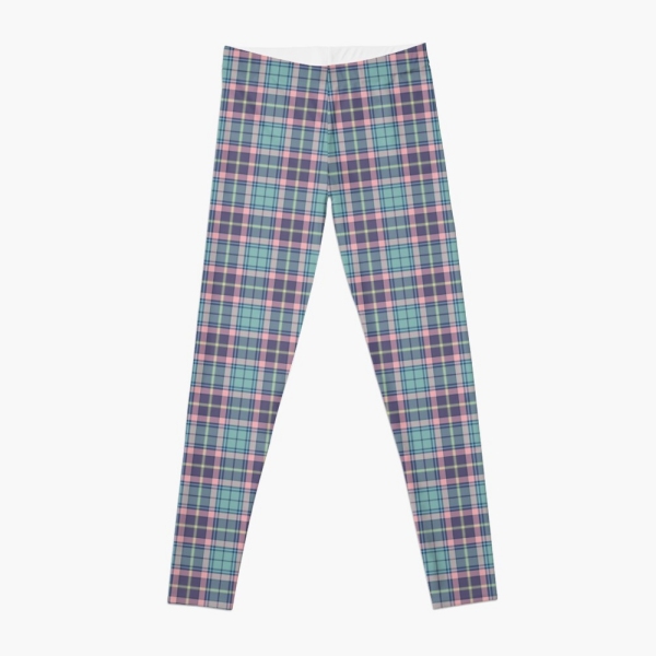 Aqua, pink, and lavender plaid leggings