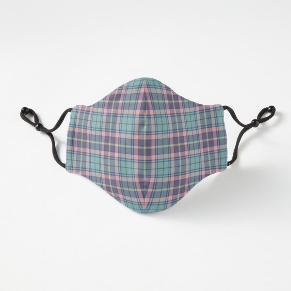 Aqua, pink, and lavender plaid fitted face mask