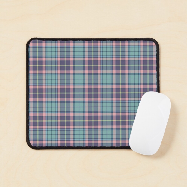 Aqua, pink, and lavender plaid mouse pad