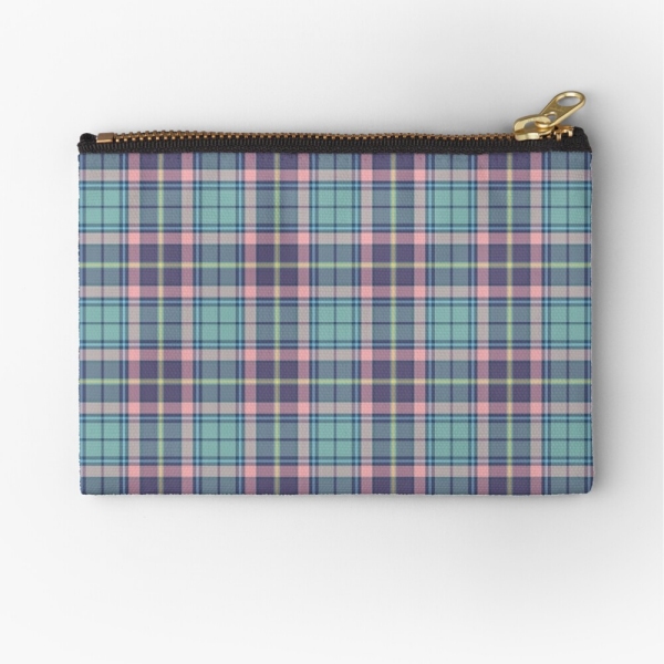 Aqua, pink, and lavender plaid accessory bag