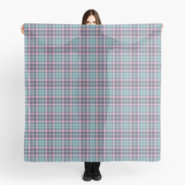 Aqua, pink, and lavender plaid scarf