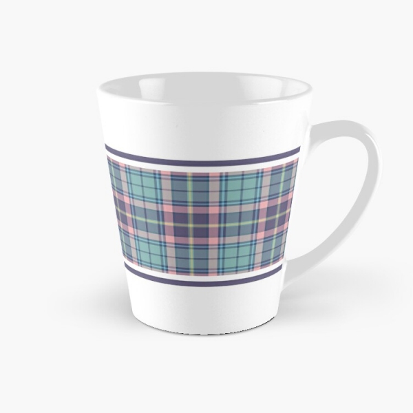 Aqua, pink, and lavender plaid tall mug