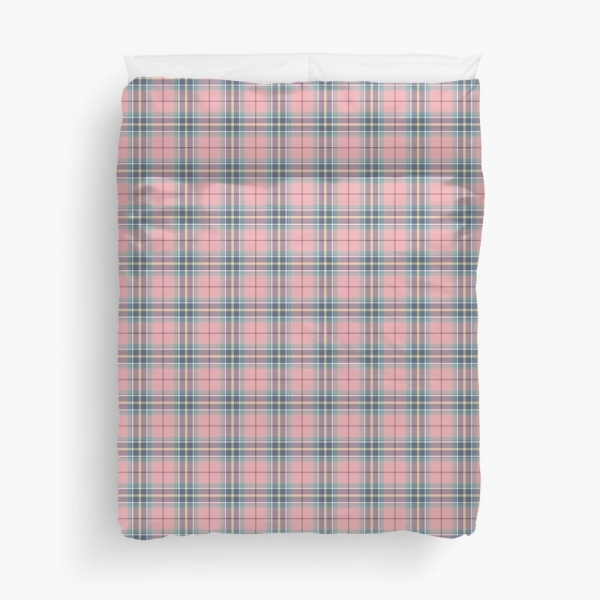 Pink, mint green, and yellow pastel plaid duvet cover