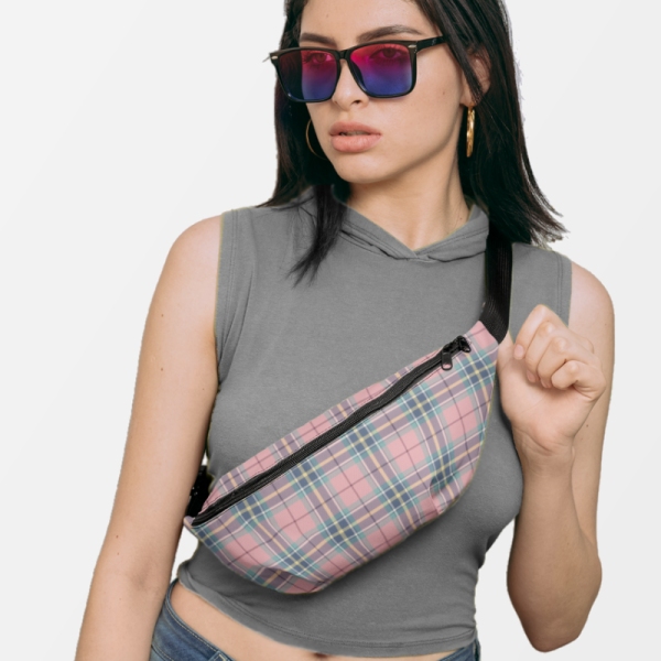 Pastel Pink, Mint Green, and Yellow Plaid Fanny Pack