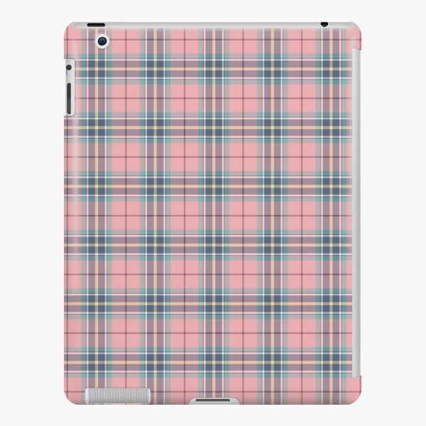 Pink, mint green, and yellow pastel plaid iPad case