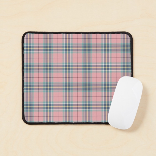 Pink, mint green, and yellow pastel plaid mouse pad