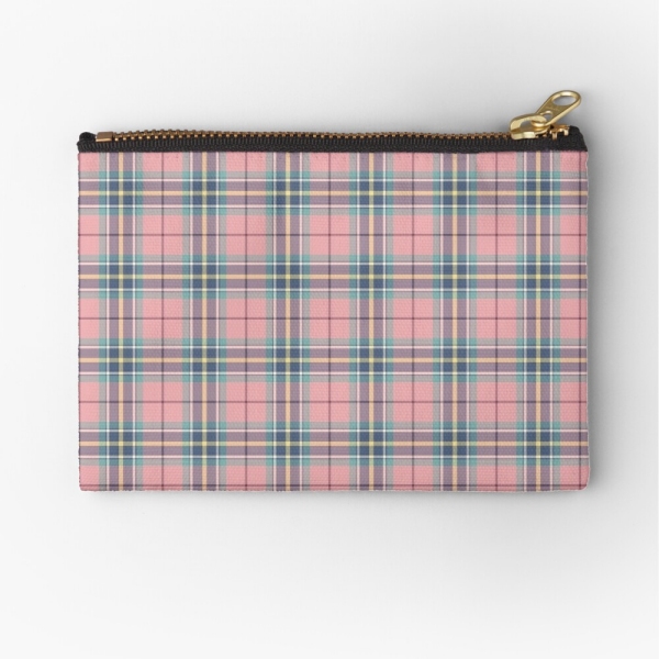 Pink, mint green, and yellow pastel plaid accessory bag