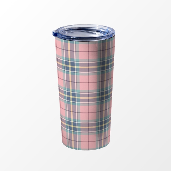 Pastel pink plaid travel mug