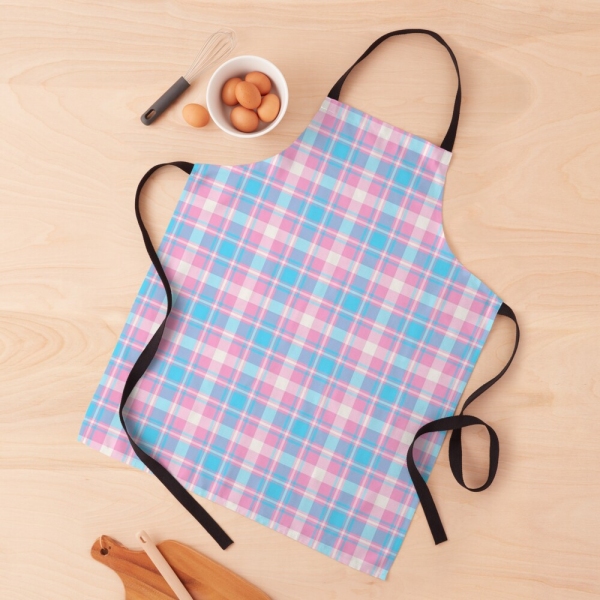 Baby Blue, Pink, and White Plaid Apron