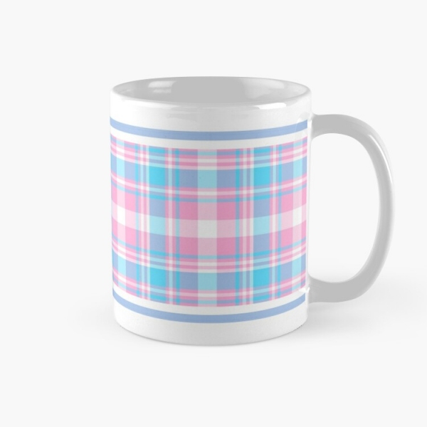Baby blue, pink, and white plaid classic mug