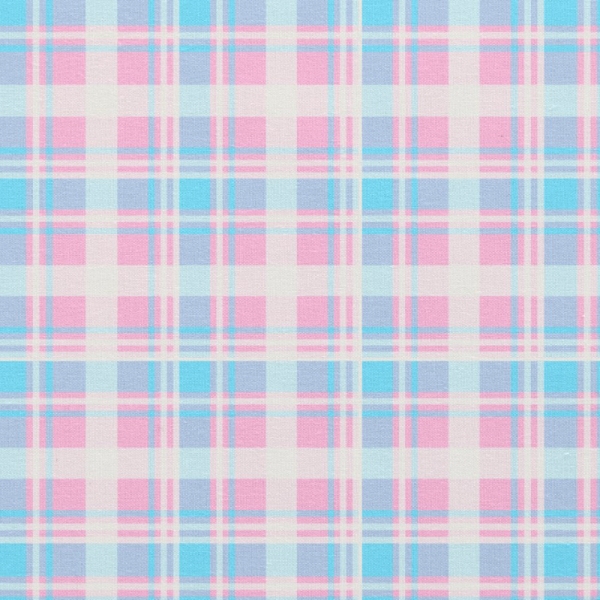 Baby blue, pink, and white plaid fabric