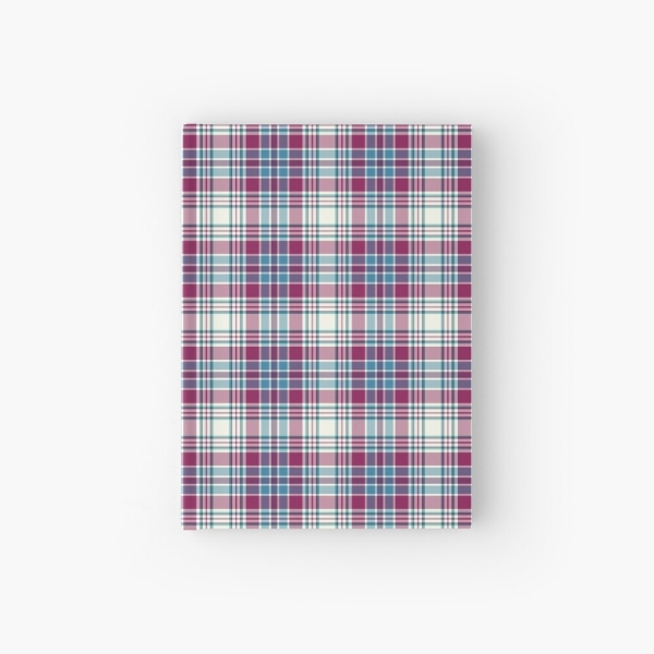 Magenta, turquoise, and white plaid hardcover journal