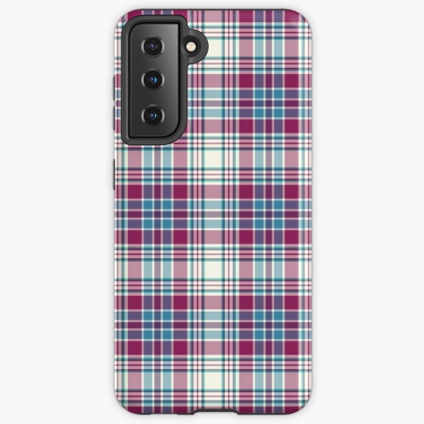 Magenta, turquoise, and white plaid Samsung Galaxy case