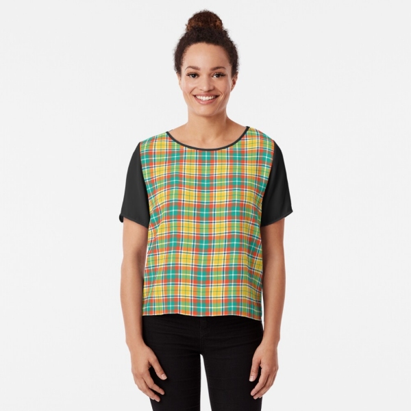 Yellow and Seafoam Green Plaid Top
