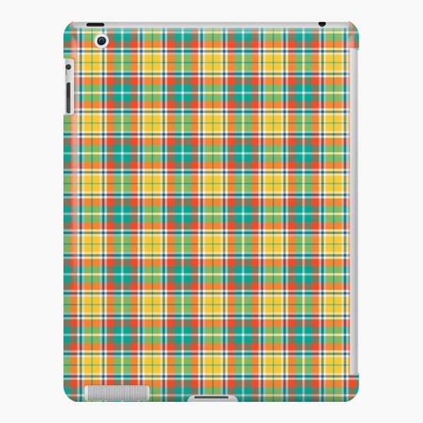 Bright yellow and seafoam green plaid iPad case