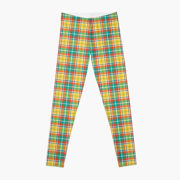 Bright yellow and seafoam green plaid leggings