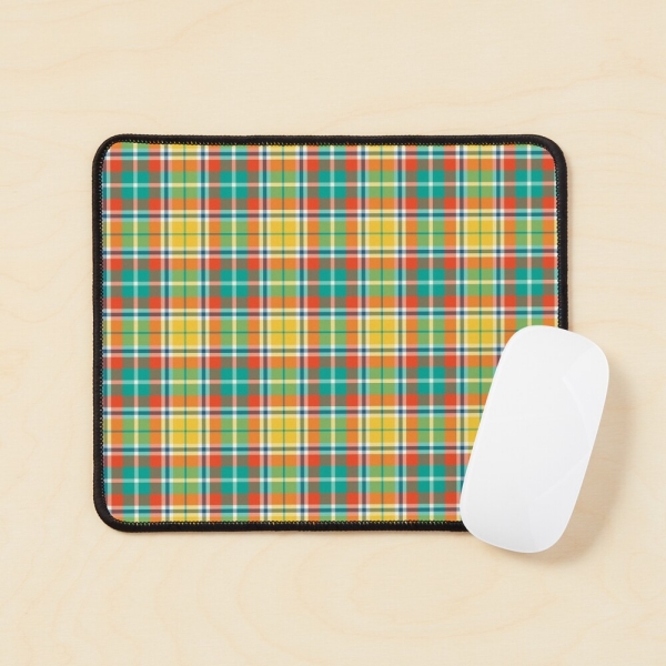 Bright yellow and seafoam green plaid mouse pad