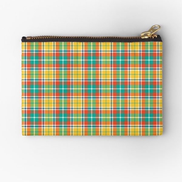 Bright yellow and seafoam green plaid accessory bag