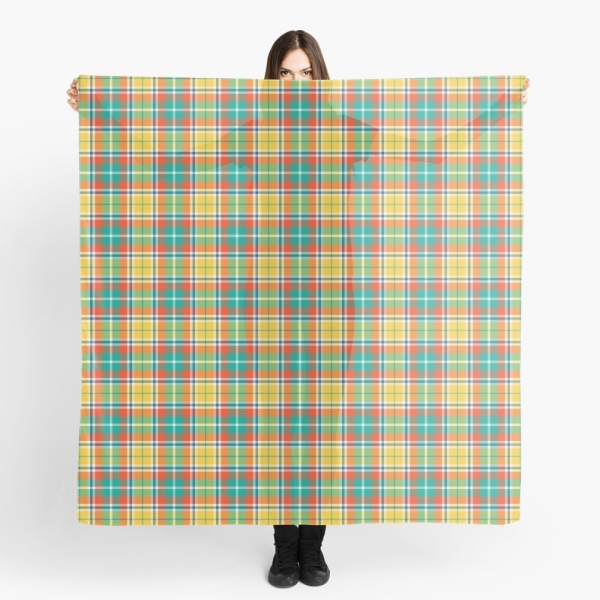 Bright yellow and seafoam green plaid scarf