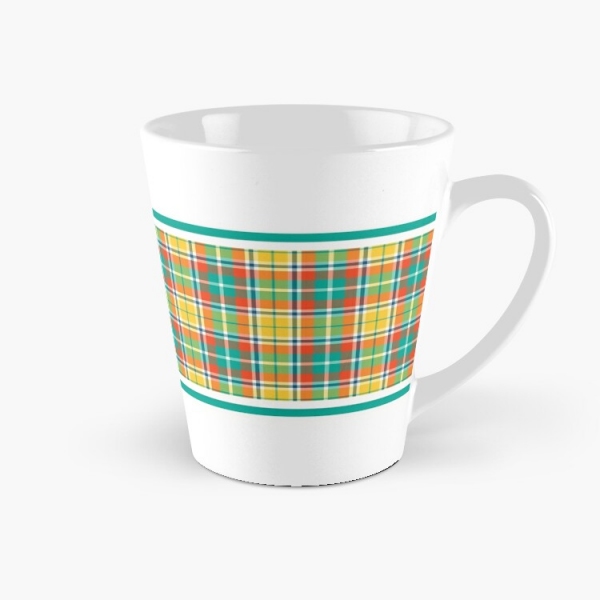 Bright yellow and seafoam green plaid tall mug