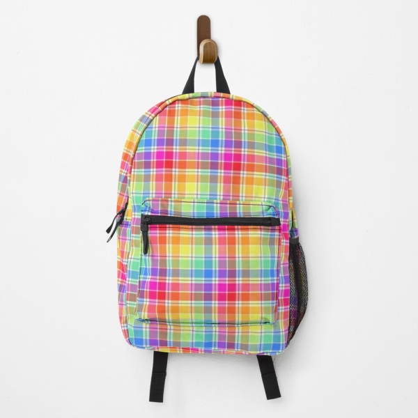 Bright Pastel Rainbow Plaid Backpack